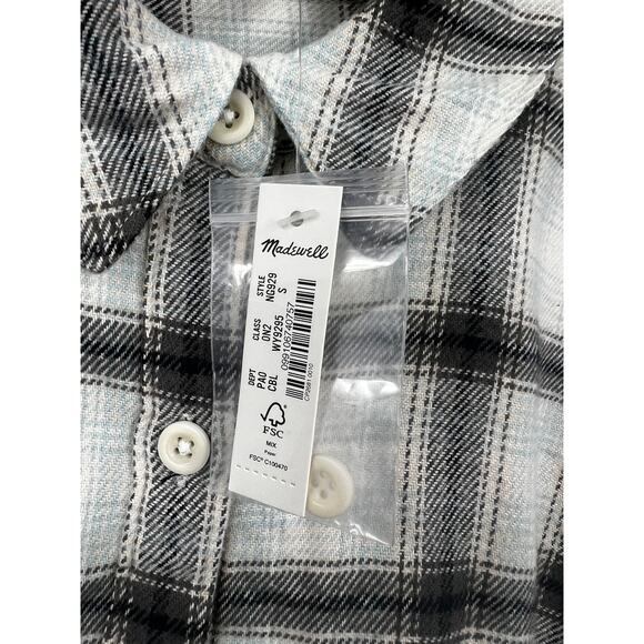Madewell‎ Womens Celestial Blue Flannel Dolman Crop Shirt in Plaid Small - Picture 5 of 9